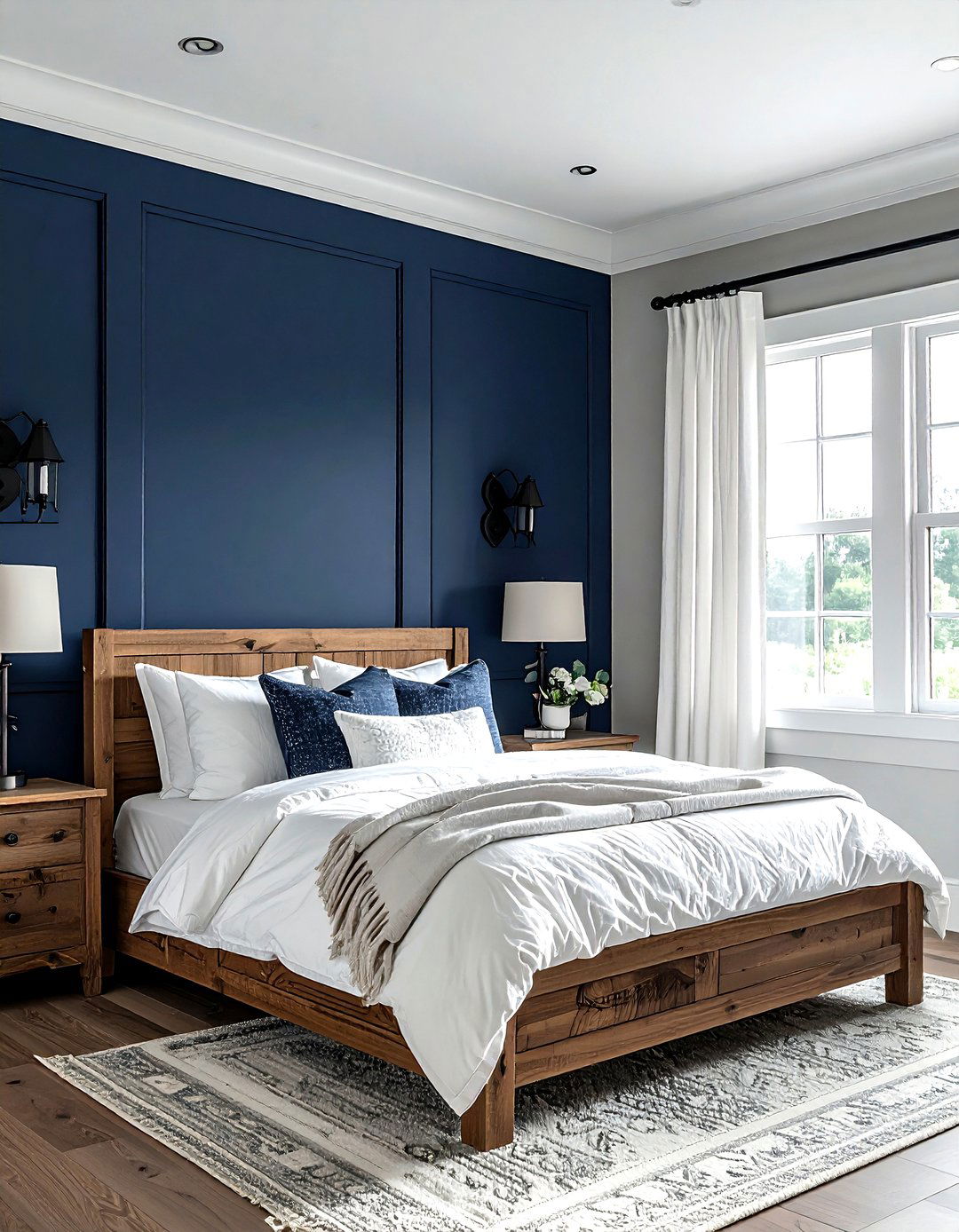 Navy Blue Board And Batten - 30 navy bedroom ideas