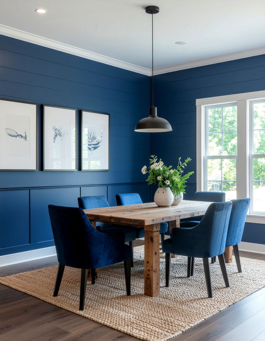 Navy Blue Board And Batten - 30 navy dining room ideas
