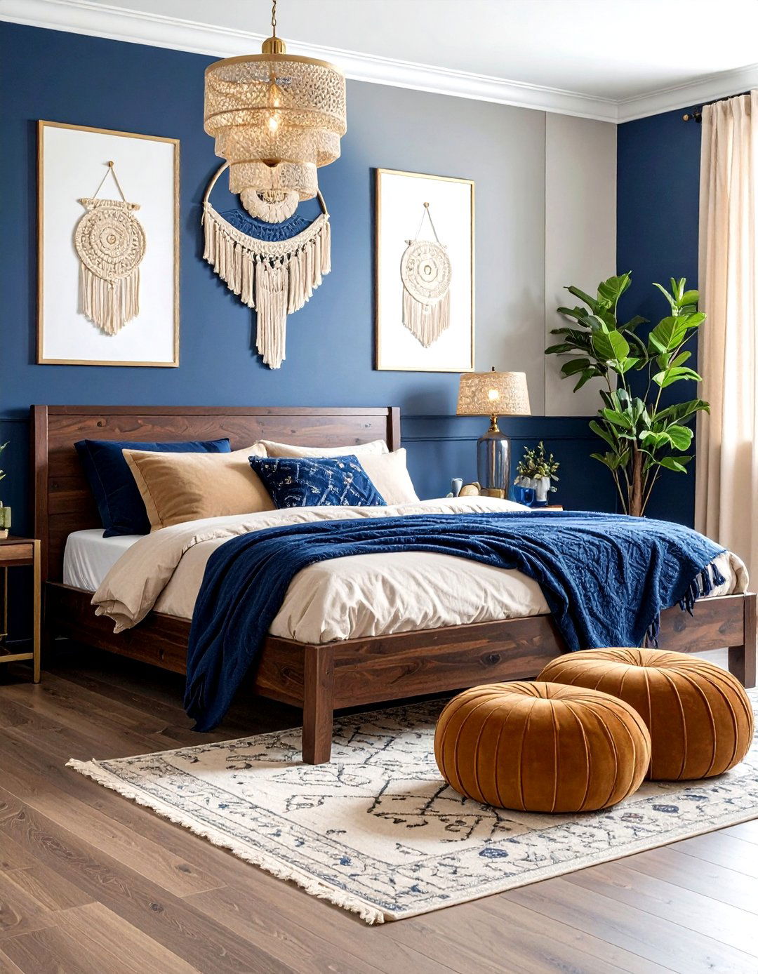 Navy Blue Boho Bedroom - 30 bohemian blue bedroom ideas
