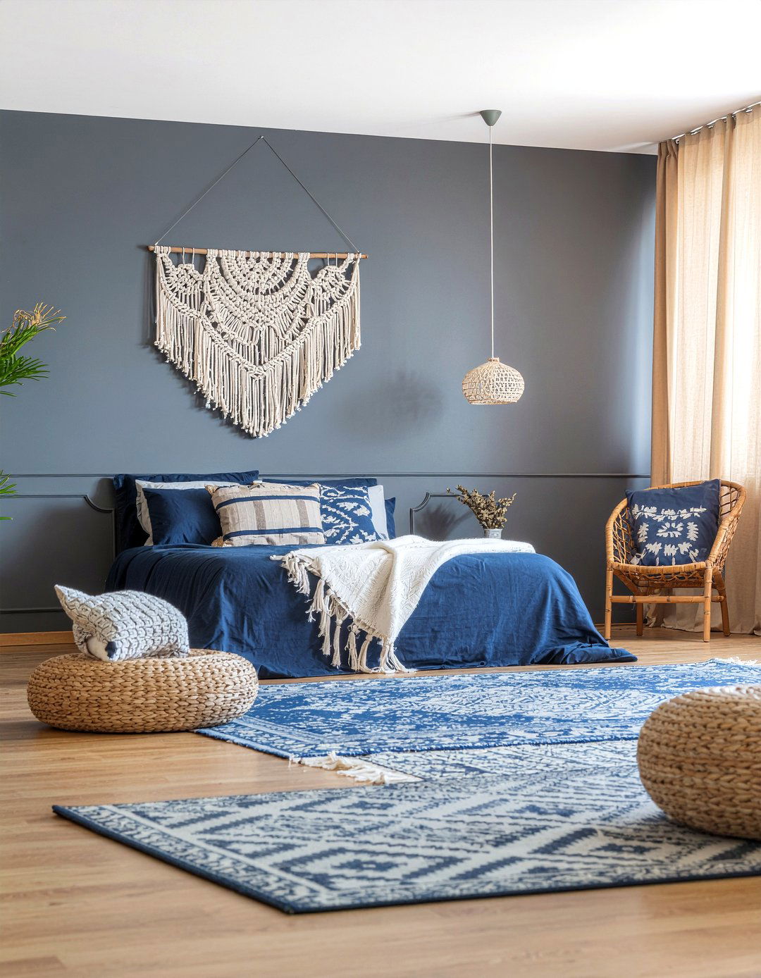Navy Blue Boho Bedroom - 30 bedroom navy walls