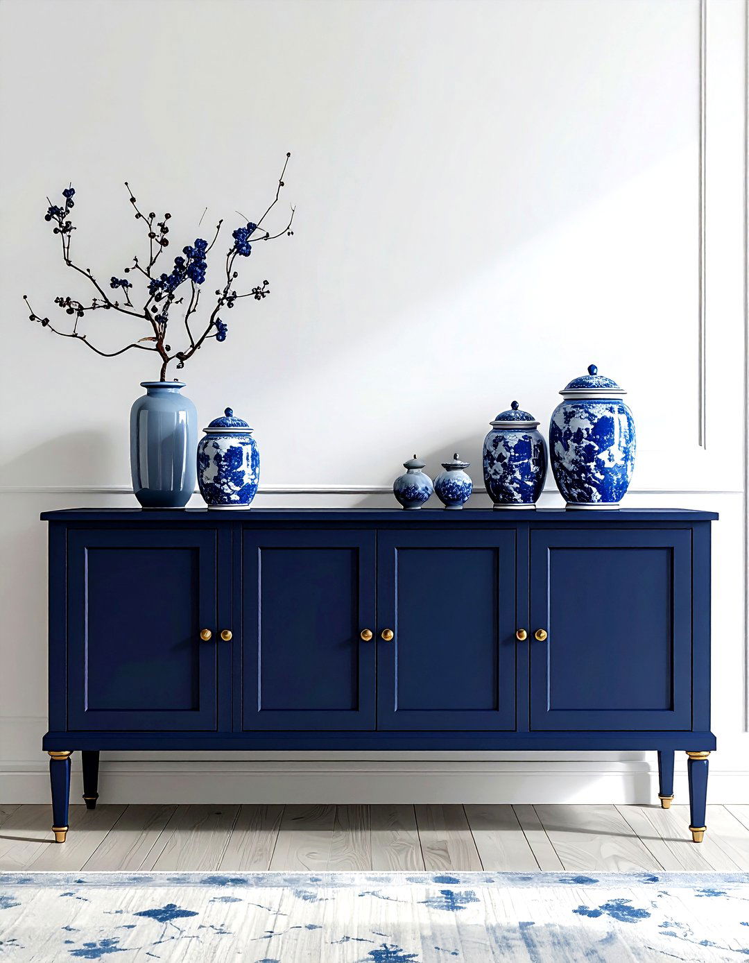 Navy Blue Buffet Sideboard - 30 navy and white dining room ideas