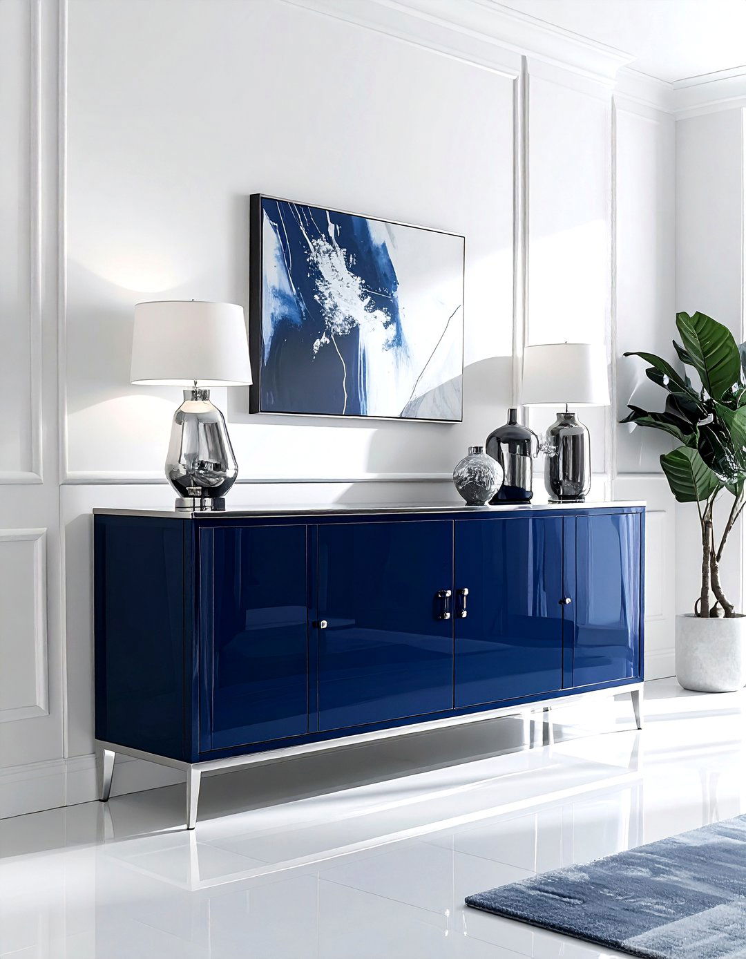 Navy Blue Buffet - 30 painted dining room furniture ideas