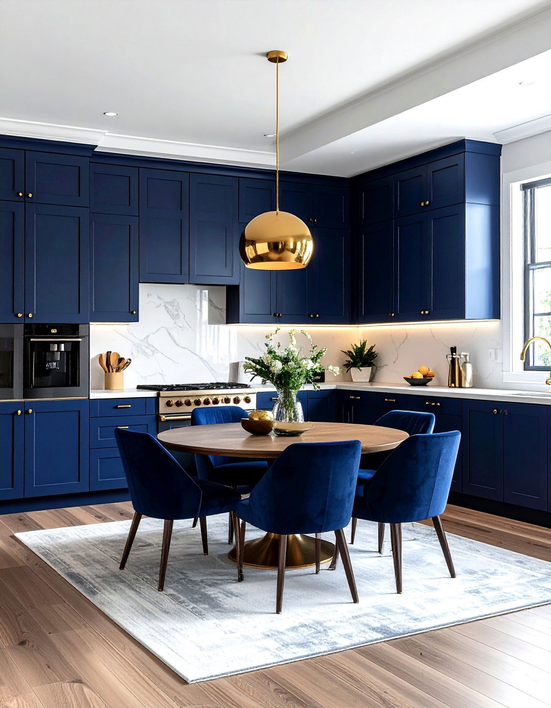 Navy Blue Built In Cabinets Gold Knobs - 30 navy gold dining room ideas