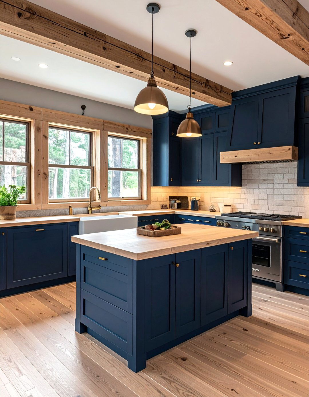 Navy Blue Cabin Kitchen - 30 cabin kitchen ideas