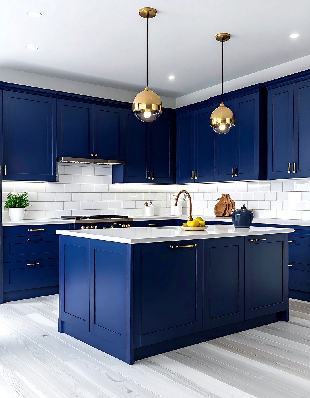 Navy Blue Cabinet Cover - 30 peel and stick kitchen ideas