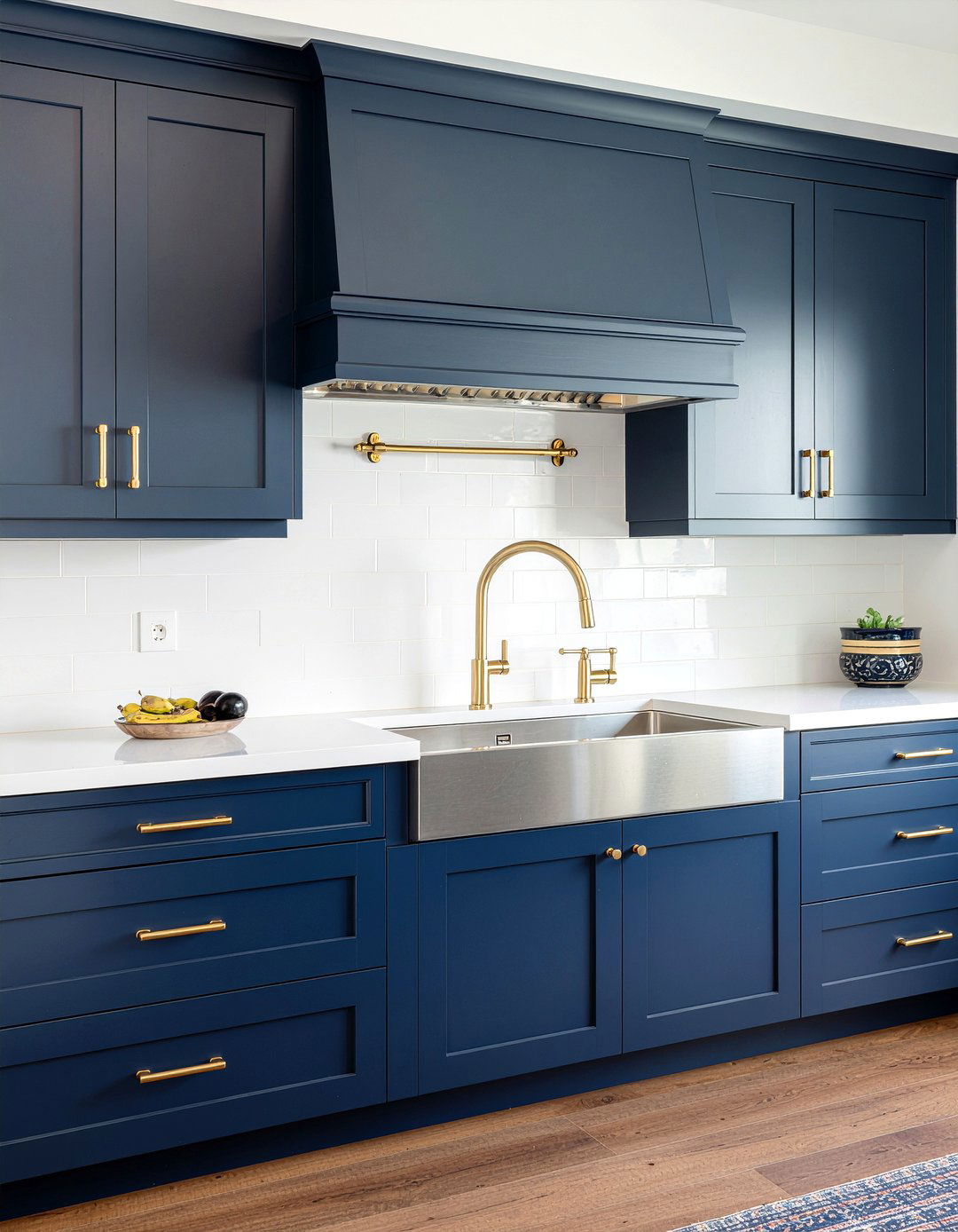 Navy Blue Cabinet - 30 apron front sink kitchen ideas