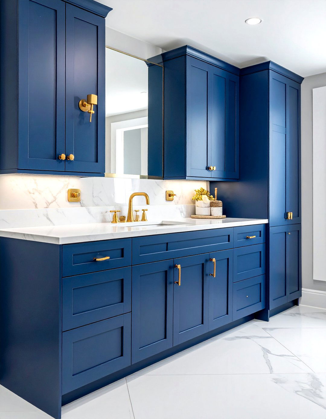 Navy Blue Cabinets Gold Pulls - 30 blue and gold bathroom ideas