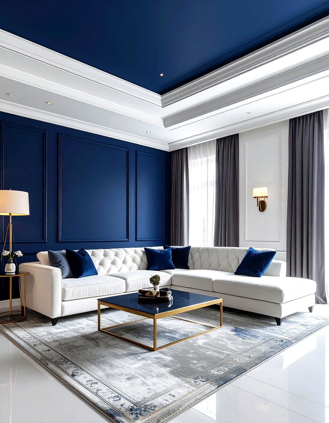Navy Blue Ceiling - 30 living room ceiling color ideas