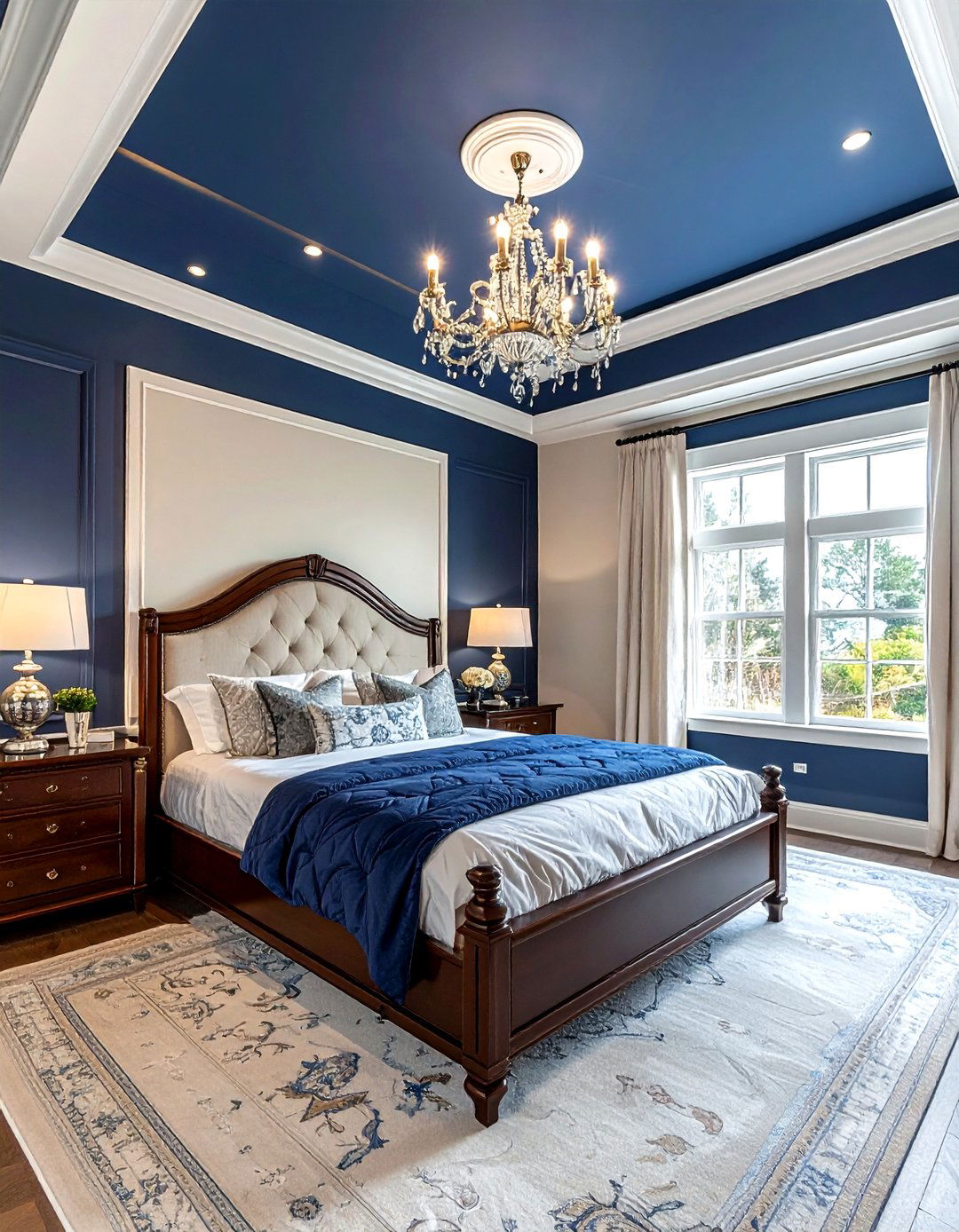 Navy Blue Ceiling - 30 traditional navy bedroom ideas