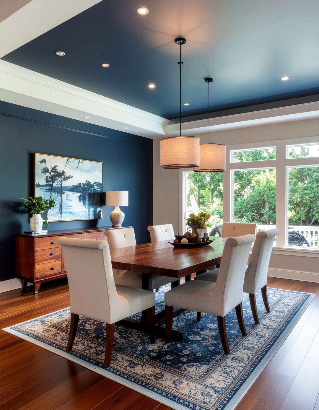 Navy Blue Ceiling Wallpaper Dining Room - 30 dining room wallpapered ceiling ideas