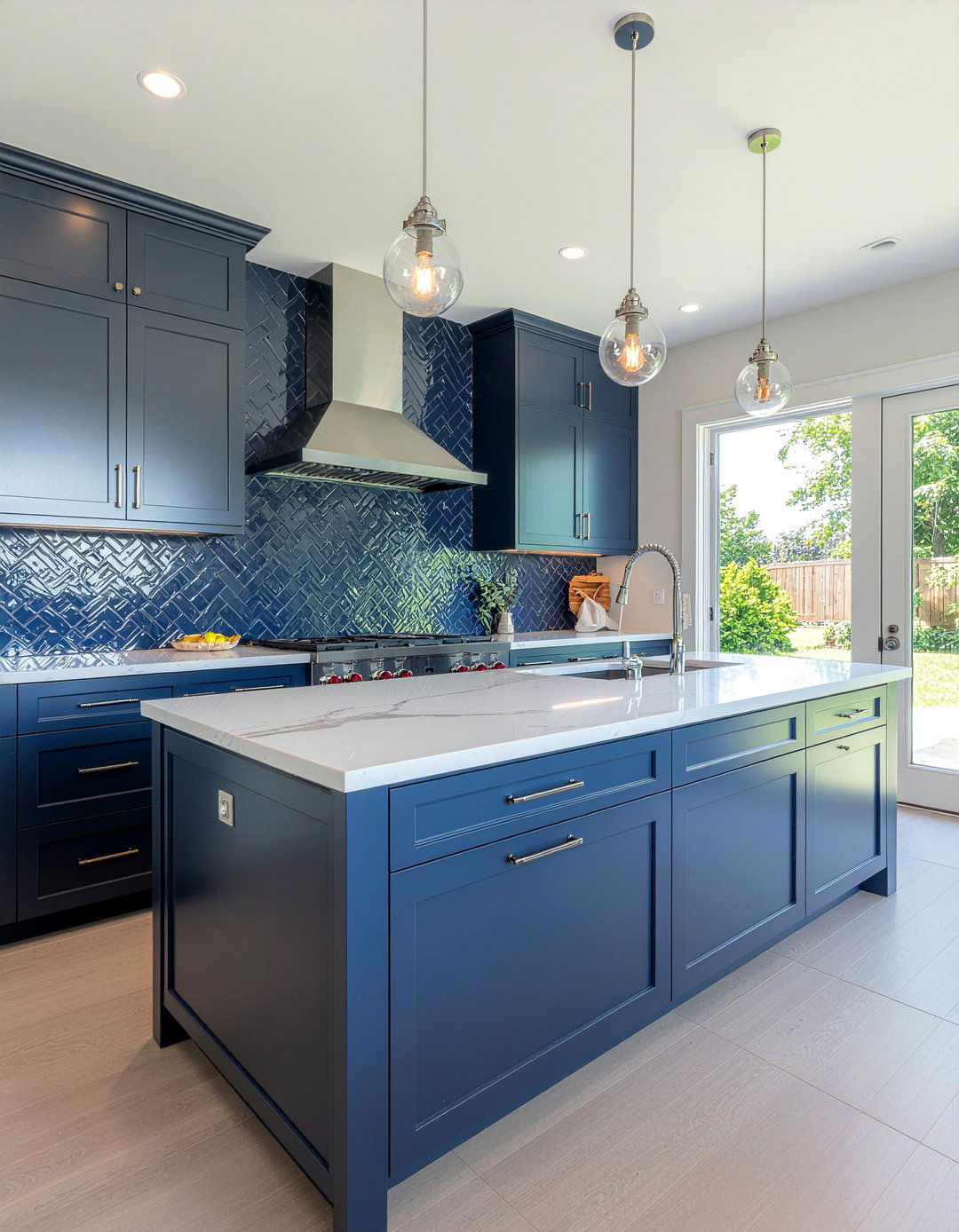 Navy Blue Cement Tile - 30 cement tile kitchen backsplash ideas
