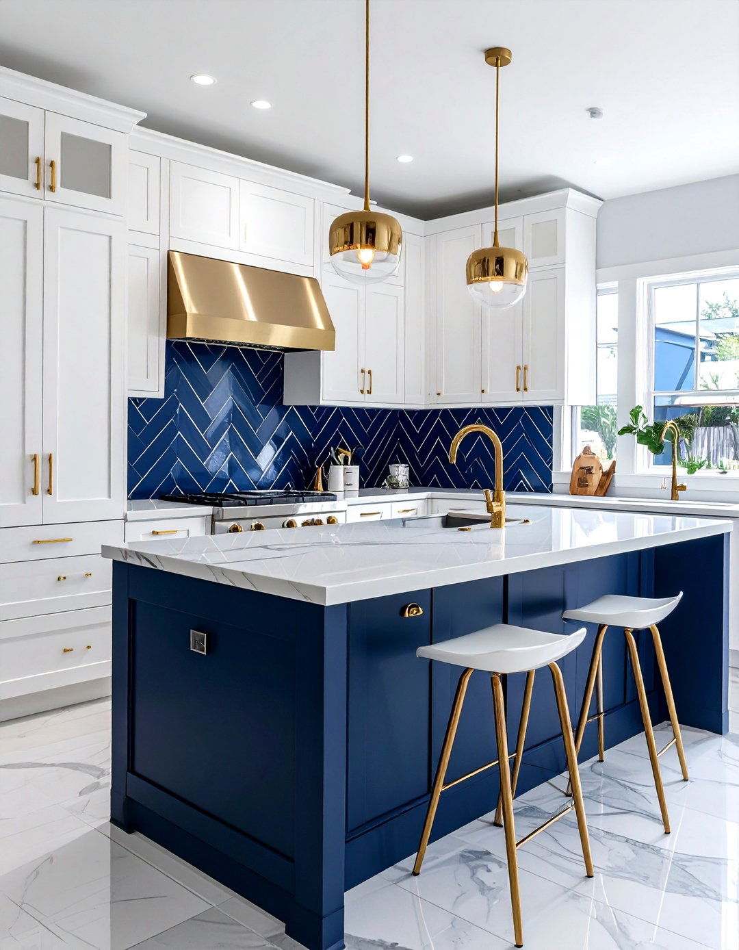 Navy Blue Chevron - 30 chevron backsplash kitchen ideas