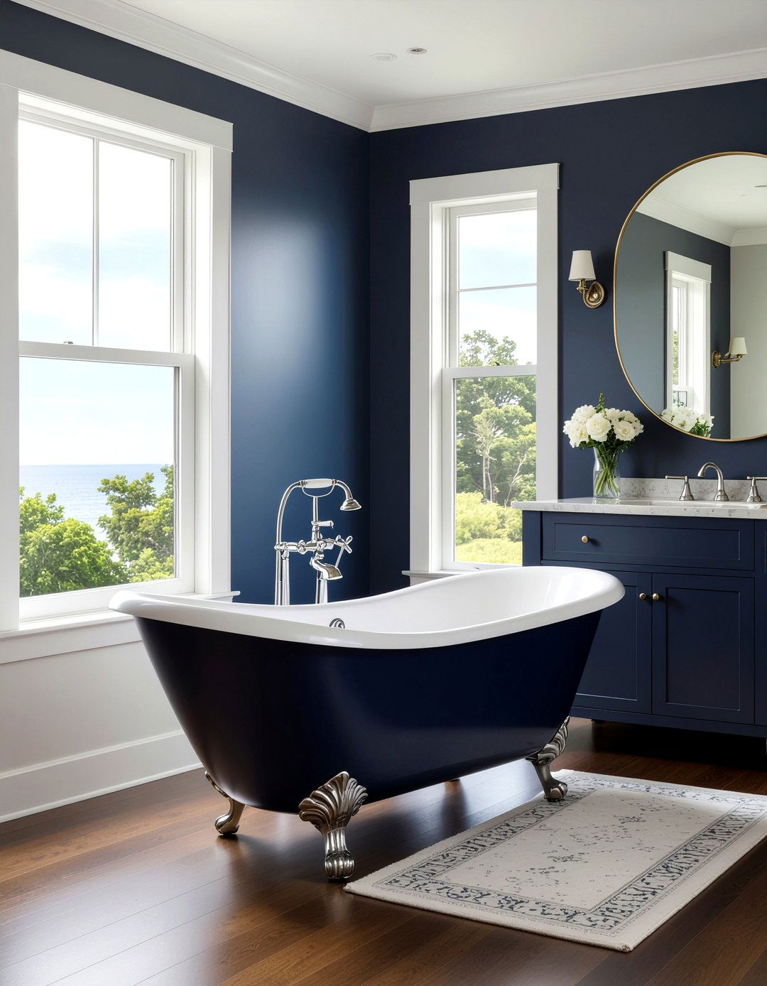 Navy Blue Clawfoot Tub - 30 navy bathroom ideas