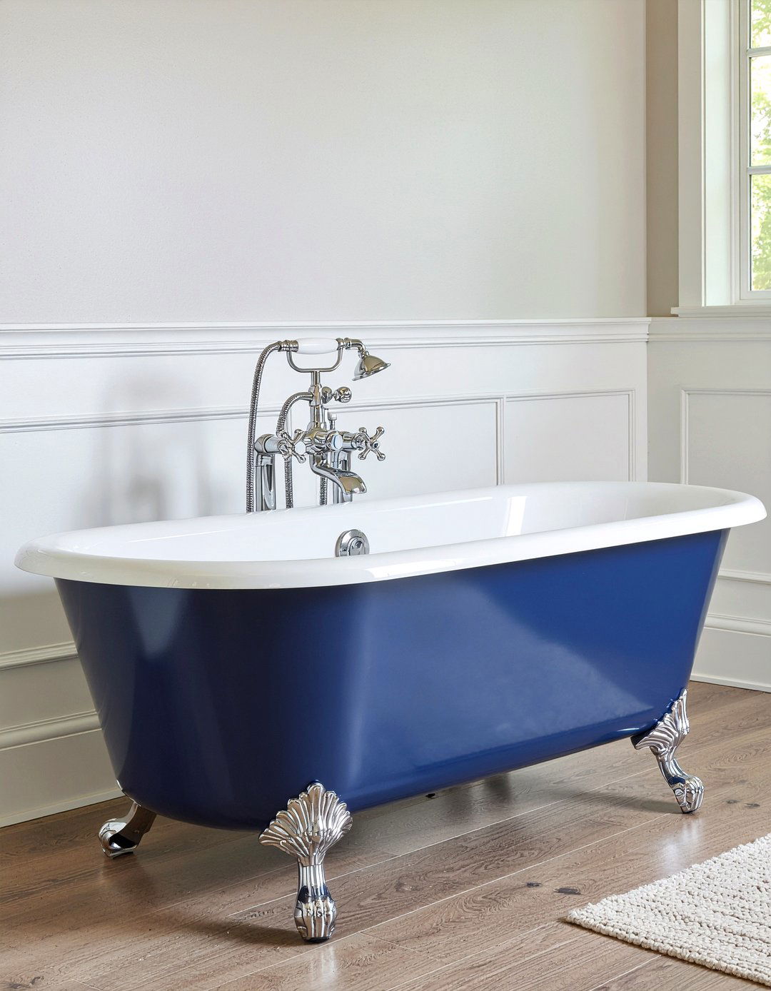 Navy Blue Clawfoot Tub - 30 navy blue bathroom ideas
