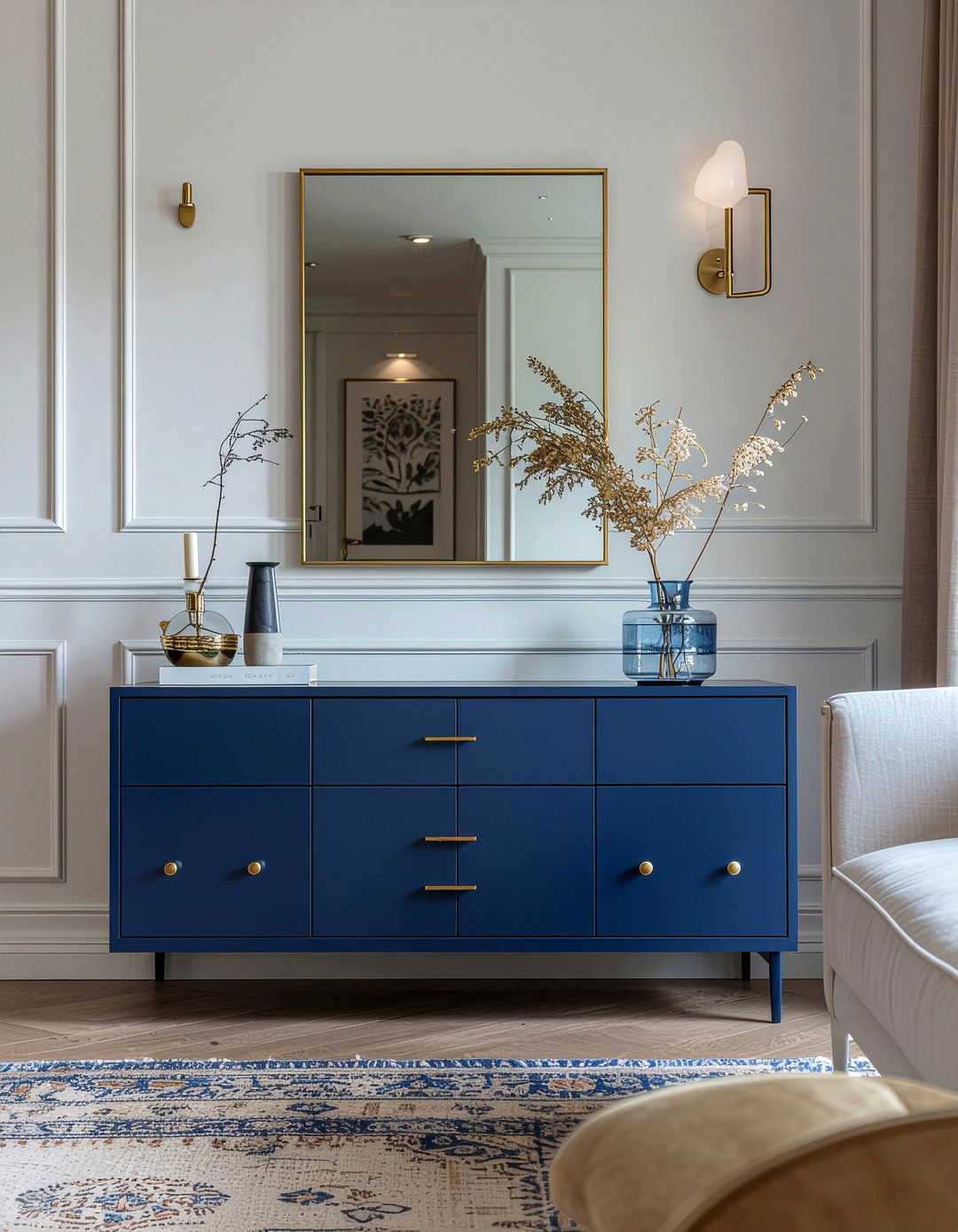 Navy Blue Console - 30 living room console table ideas
