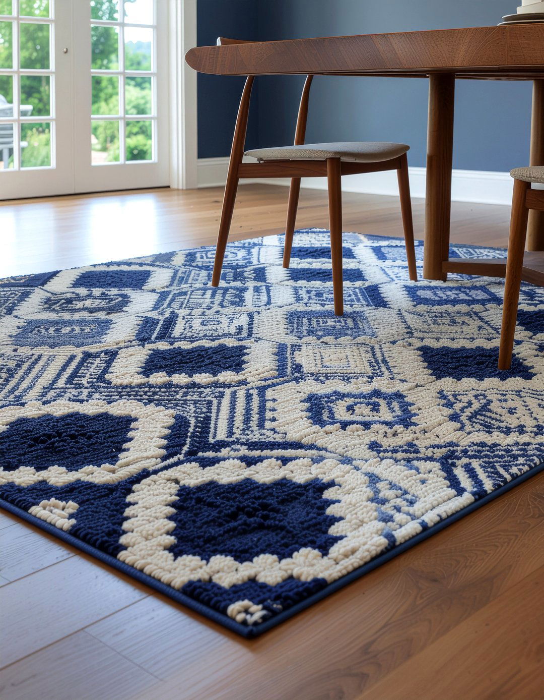 Navy Blue Cream Area Rug - 30 navy blue dining room ideas