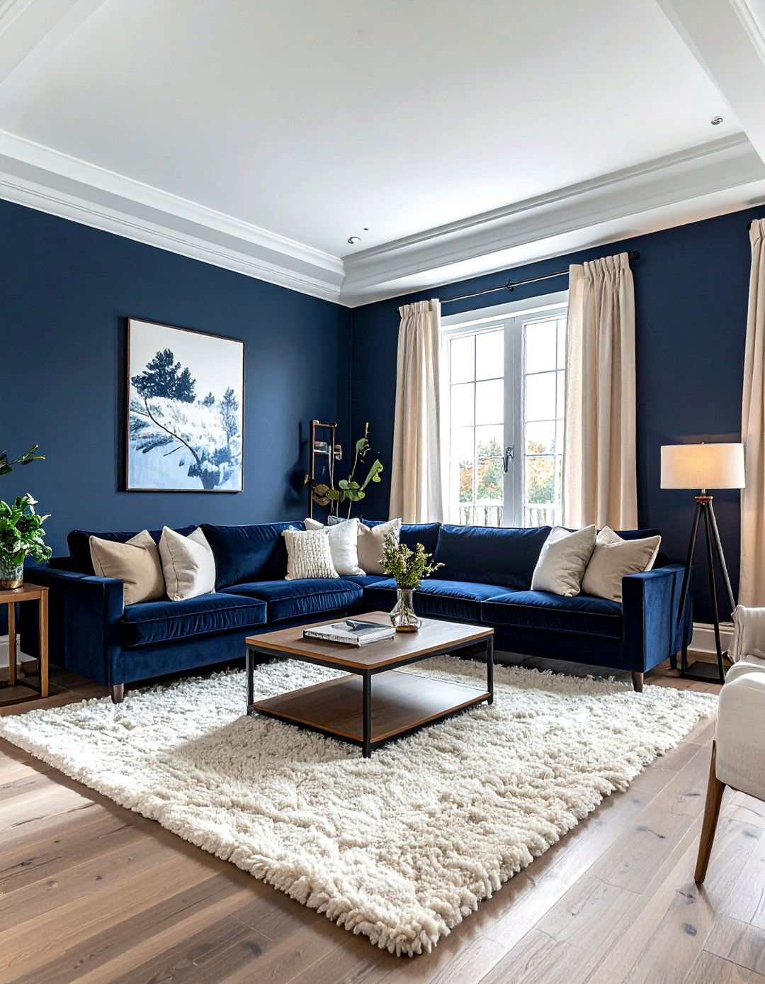 Navy Blue Cream Living Room - 30 navy living room design ideas