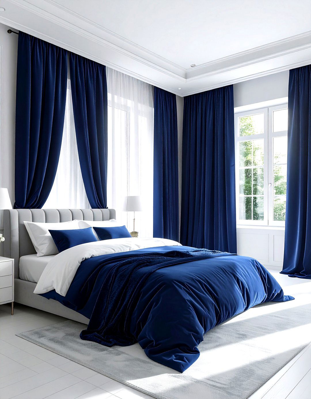Navy Blue Curtains - 30 navy bedroom ideas