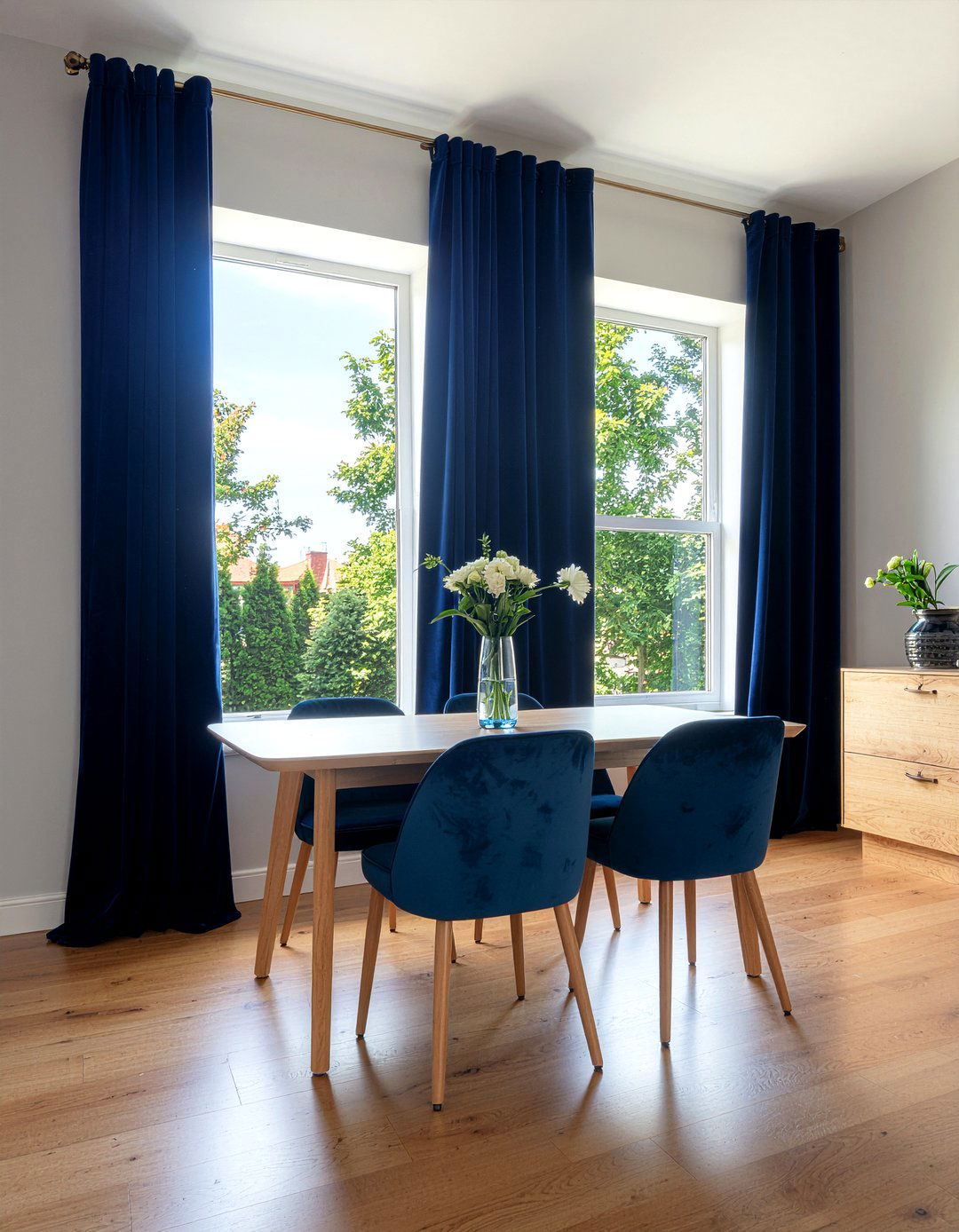 Navy Blue Curtains - 30 navy dining room ideas