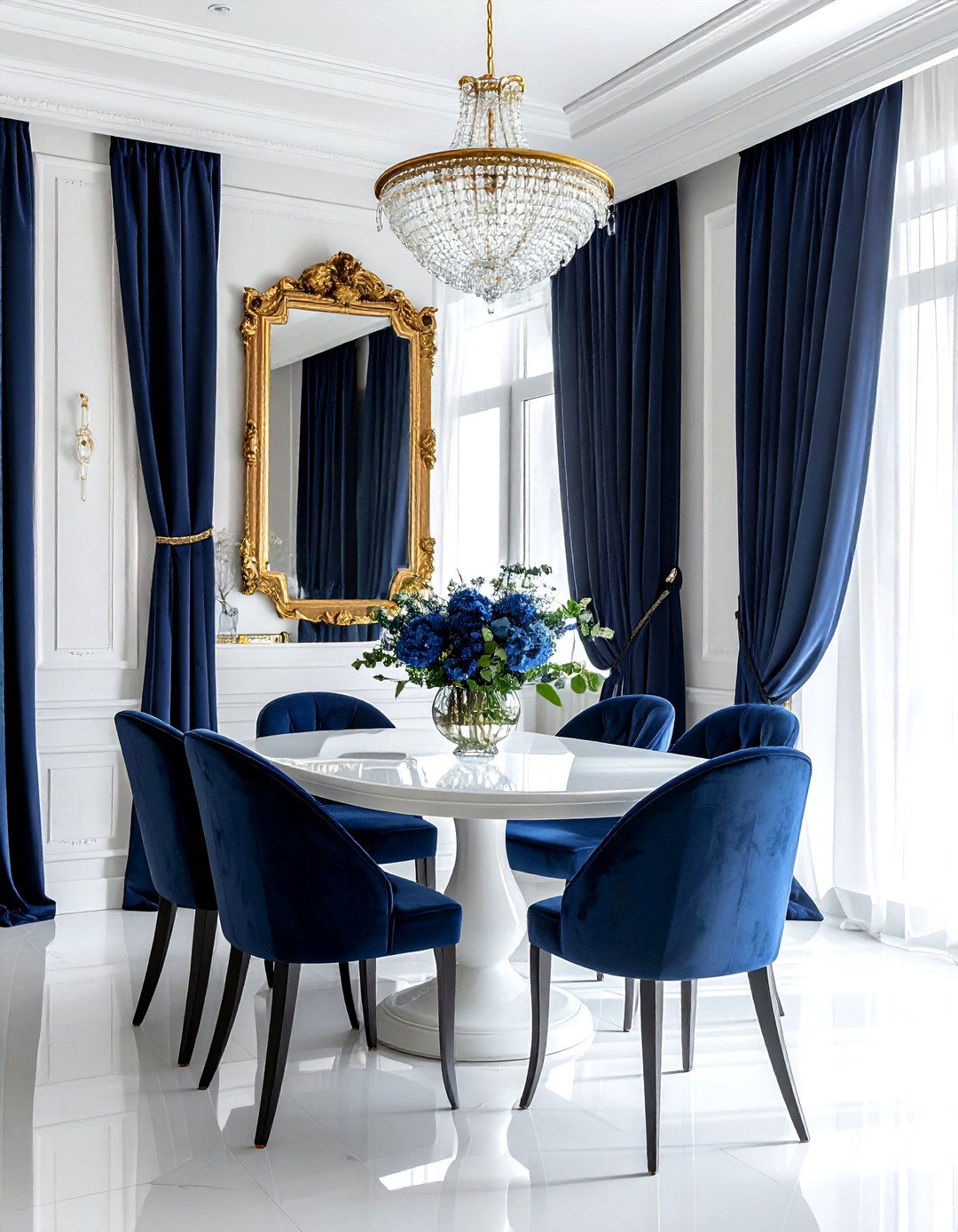 Navy Blue Curtains - 30 dining room curtain ideas