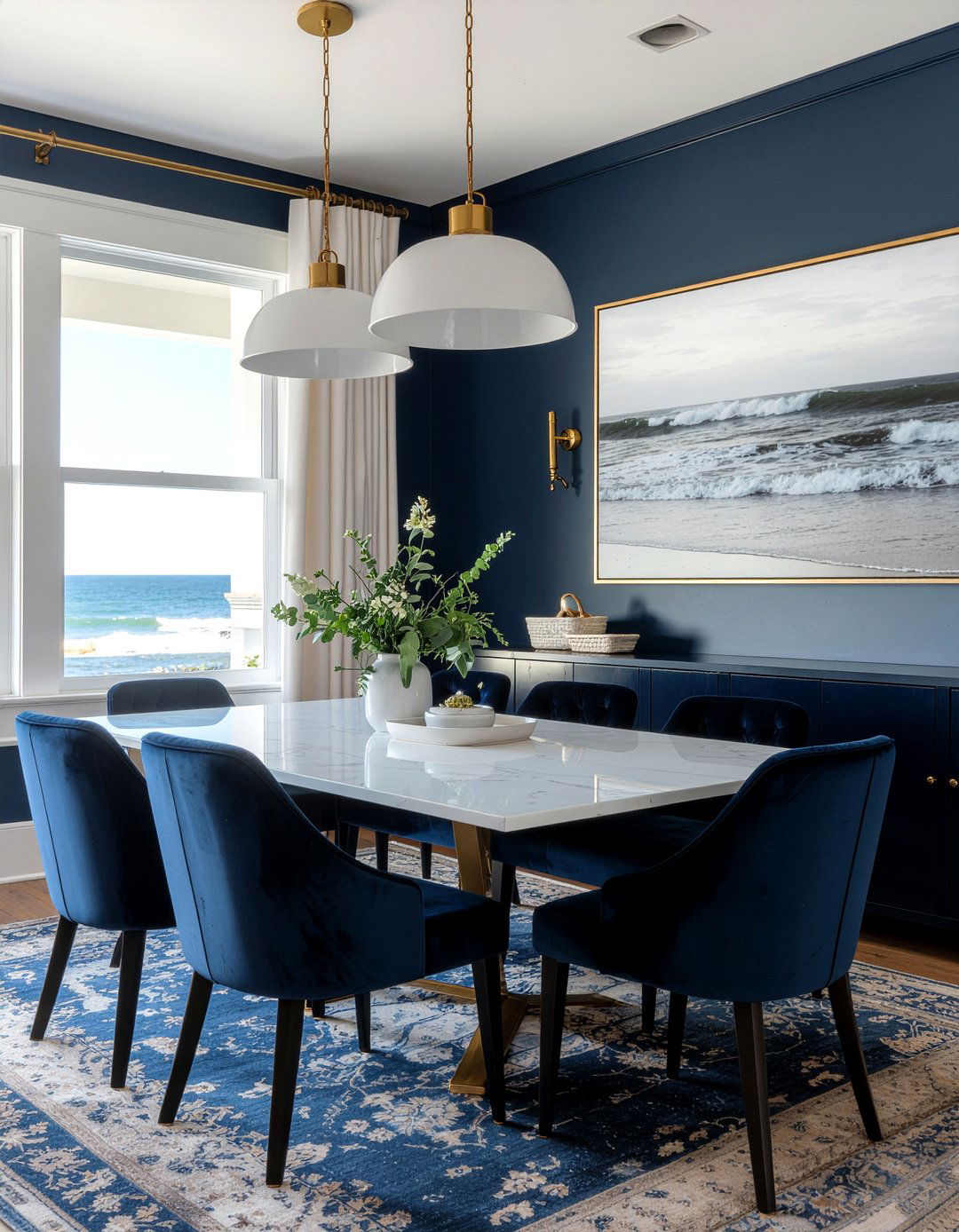 Navy Blue Dining Room - 30 beach dining room ideas