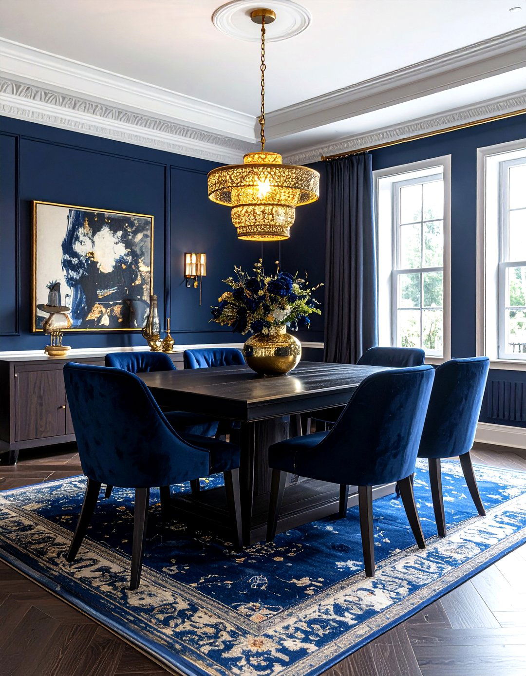 Navy Blue Dining Room - 30 lantern chandelier dining room ideas