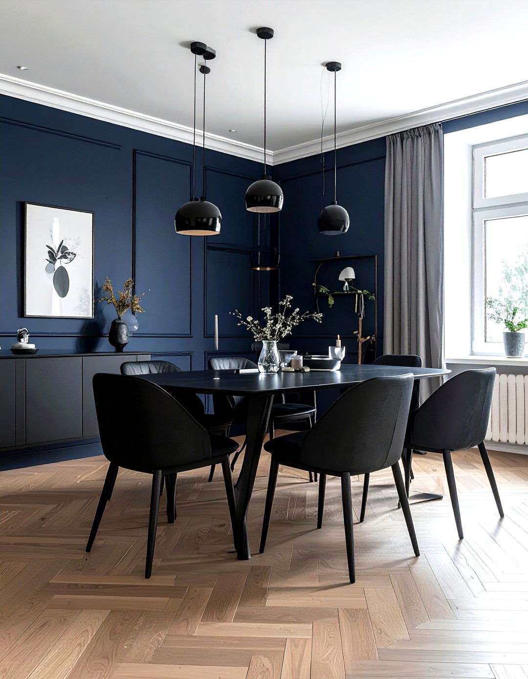 Navy Blue Dining Room Black Furniture - 30 dark navy dining room ideas