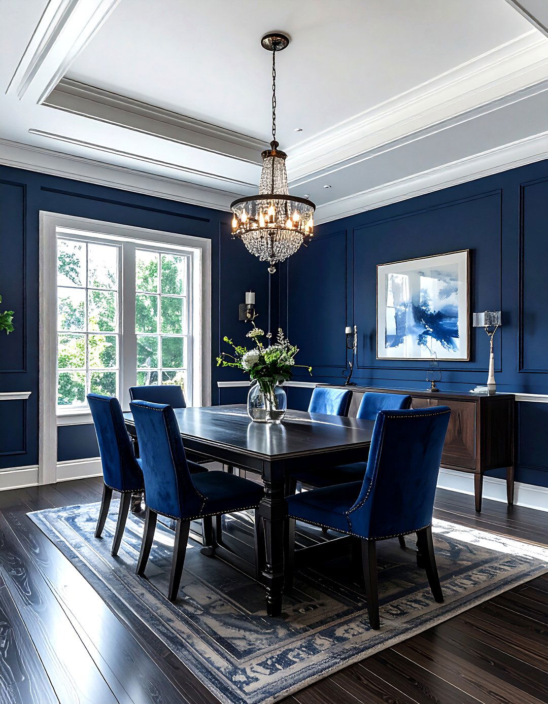 Navy Blue Dining Room Crown Molding - 30 dark navy dining room ideas