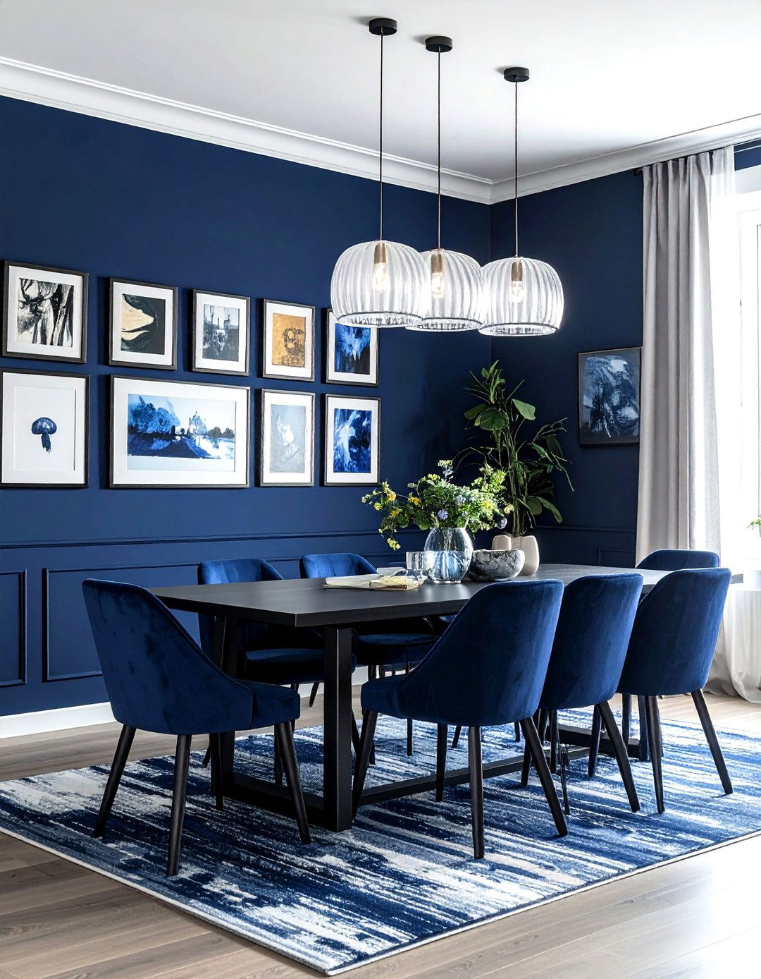 Navy Blue Dining Room Gallery Wall - 30 dark navy dining room ideas