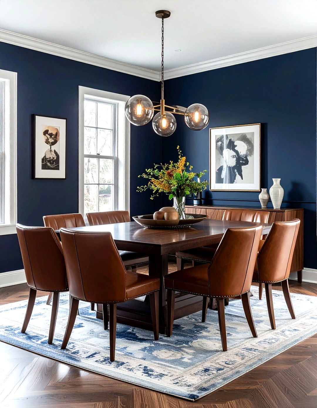 Navy Blue Dining Room Leather Chairs - 30 dark navy dining room ideas