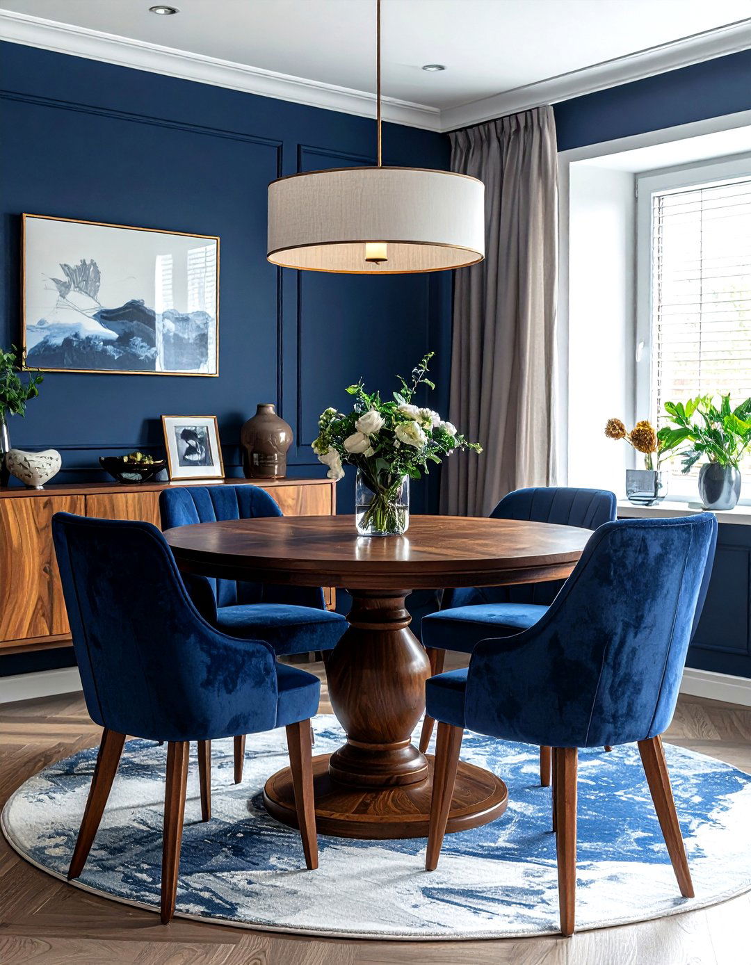 Navy Blue Dining Room Round Table - 30 dark navy dining room ideas