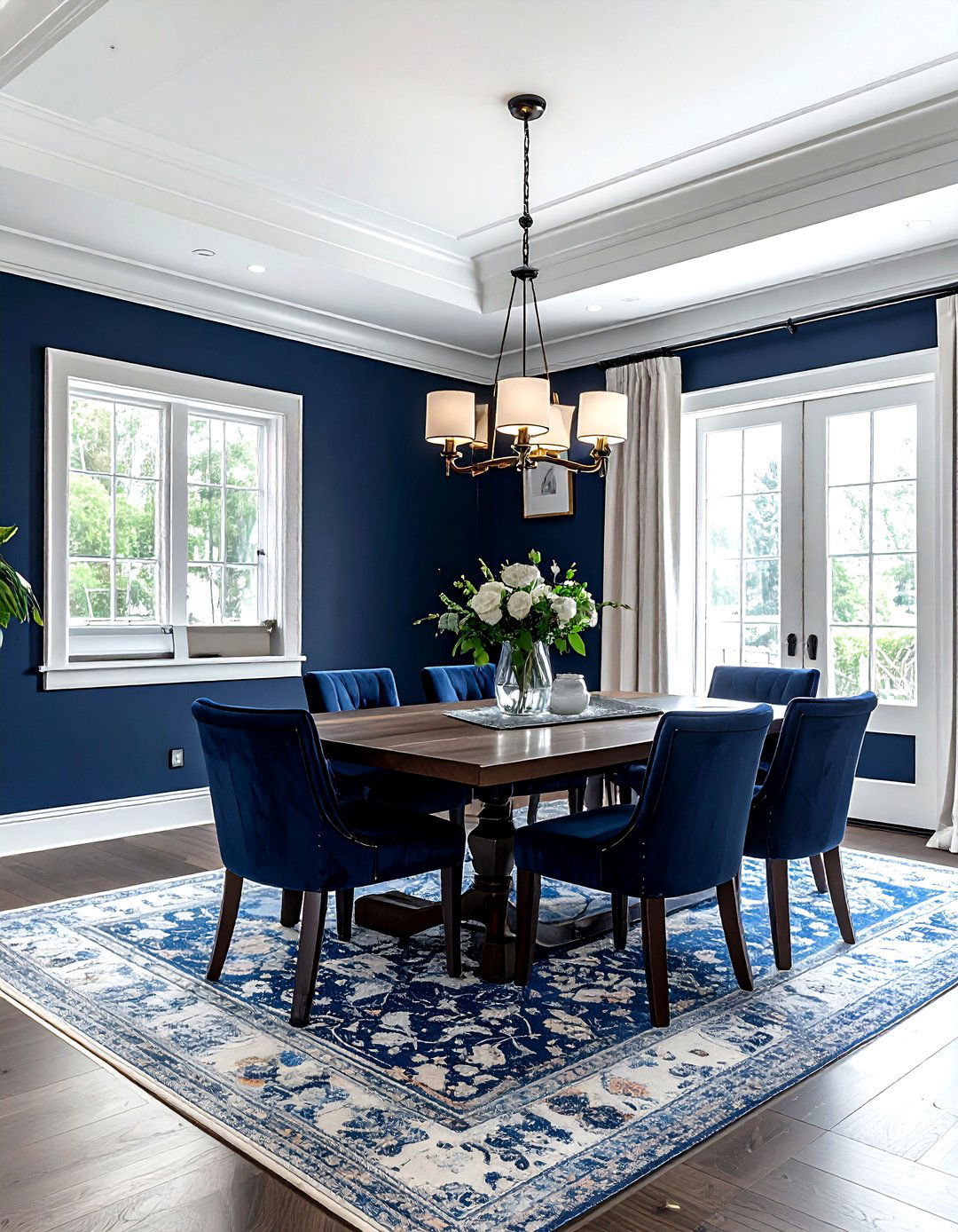 Navy Blue Dining Room White Ceiling - 30 dark navy dining room ideas