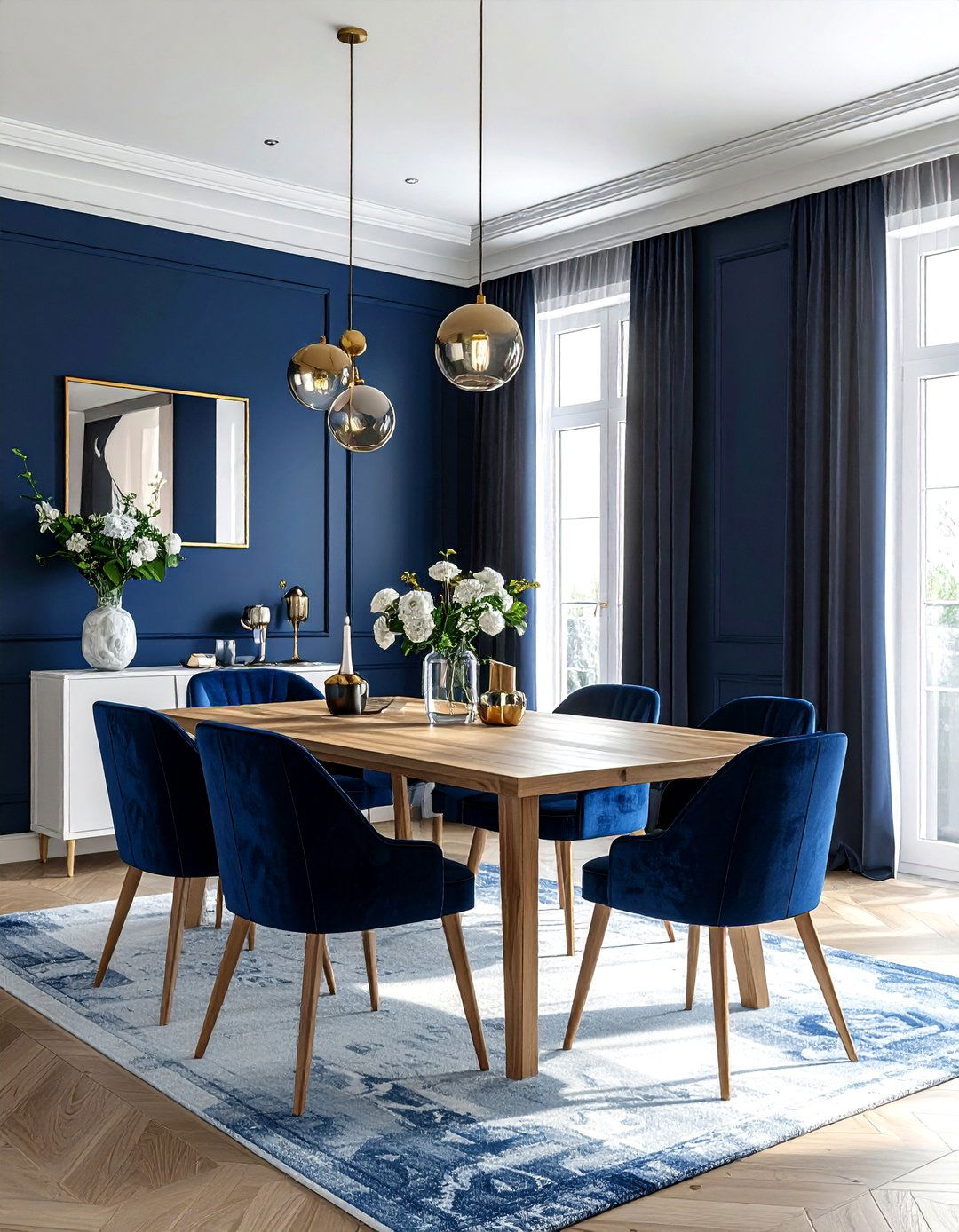 Navy Blue Dining Room - 30 American dining room ideas