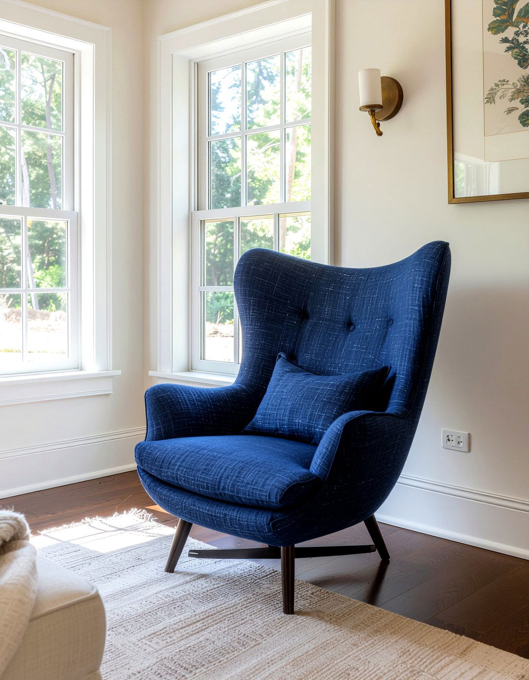 Navy Blue Egg Chair - 30 living room egg chair ideas
