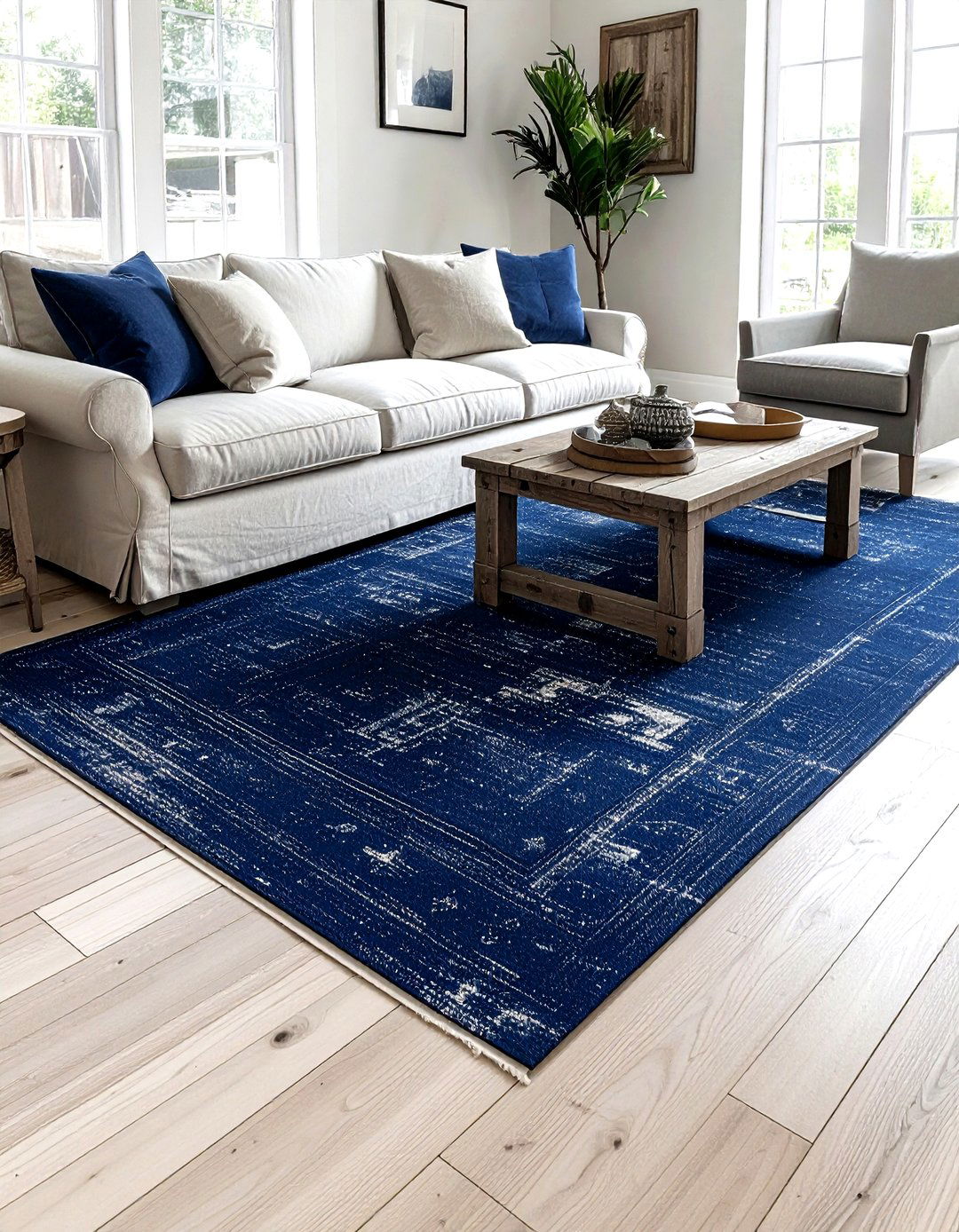 Navy Blue Farmhouse Rug - 30 farmhouse navy living room ideas