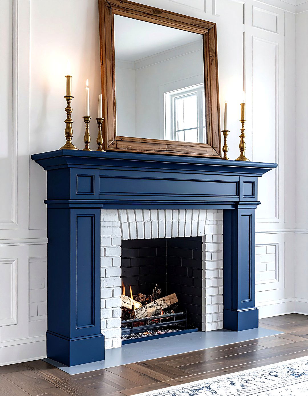 Navy Blue Fireplace Mantel - 30 farmhouse navy living room ideas