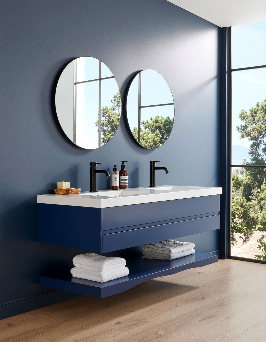 Navy Blue Floating Vanity - 30 navy blue bathroom ideas