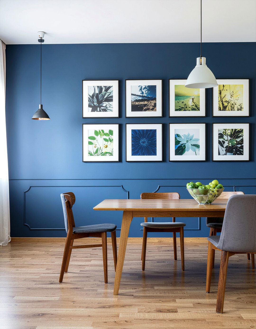 Navy Blue Gallery Wall - 30 navy blue dining room ideas