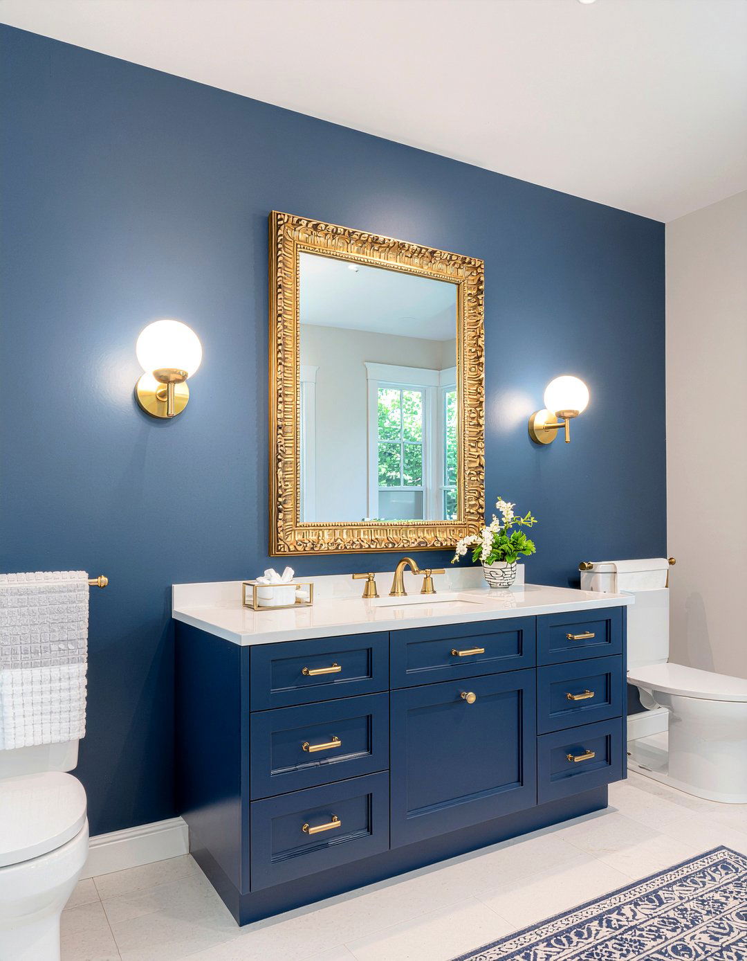 Navy Blue Gold Light Fixtures - 30 navy blue bathroom ideas