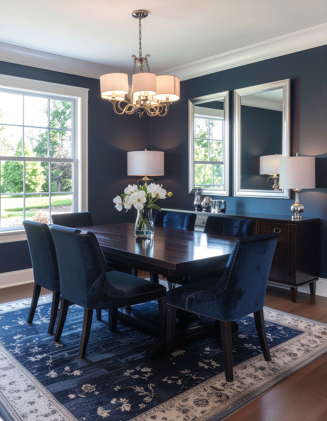 Navy Blue Grasscloth Wallpaper - 30 navy dining room ideas