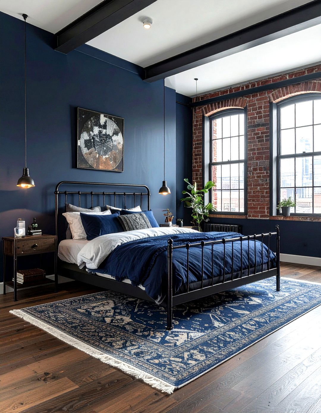Navy Blue Industrial Bedroom - 30 navy bedroom decor ideas