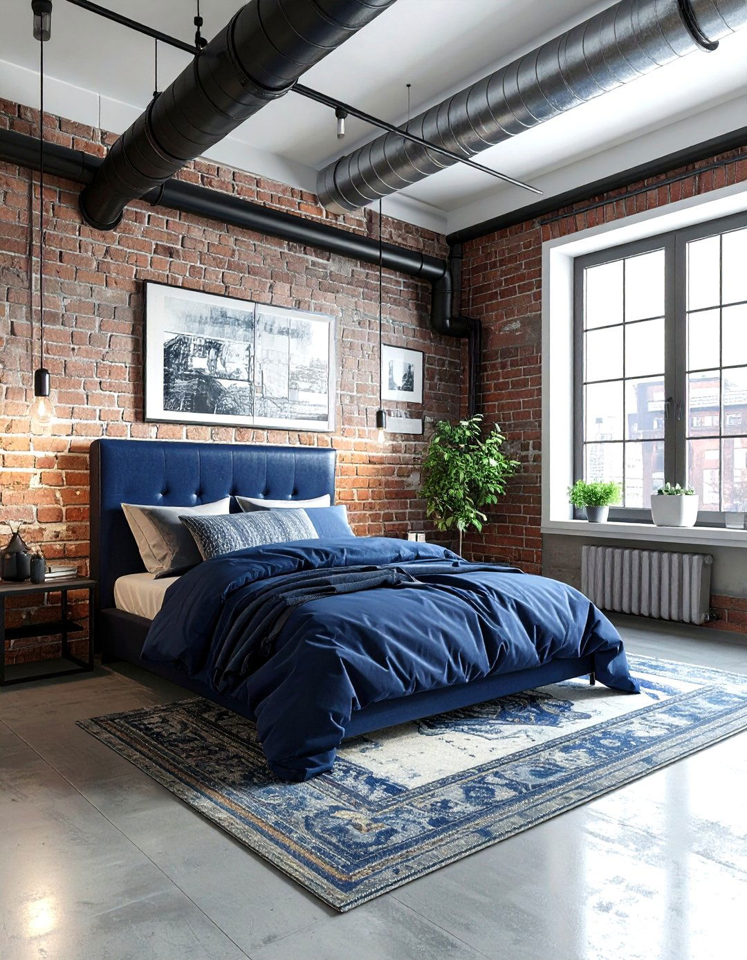 Navy Blue Industrial Bedroom - 30 navy bedroom design ideas