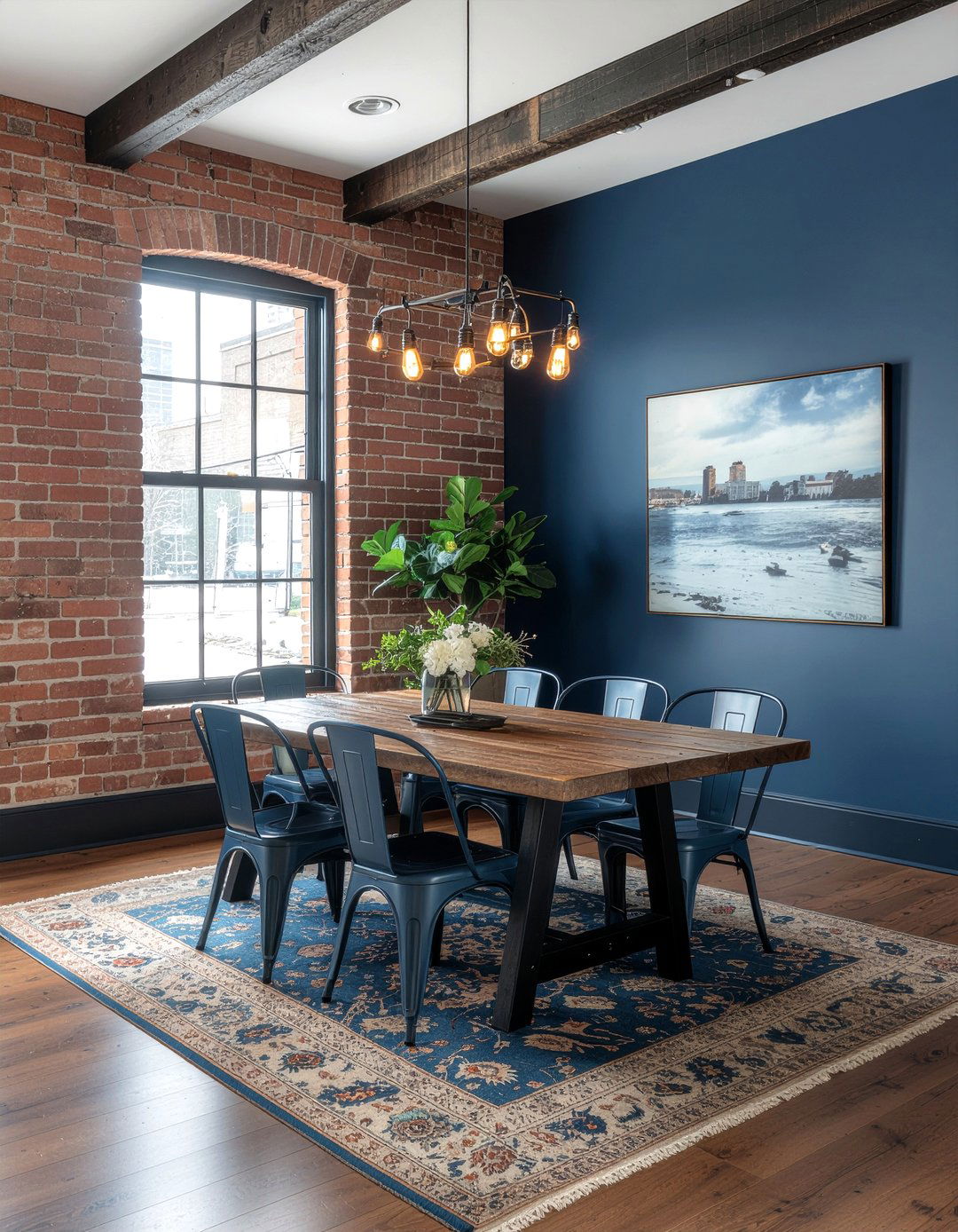 Navy Blue Industrial Dining Room - 30 navy dining room ideas