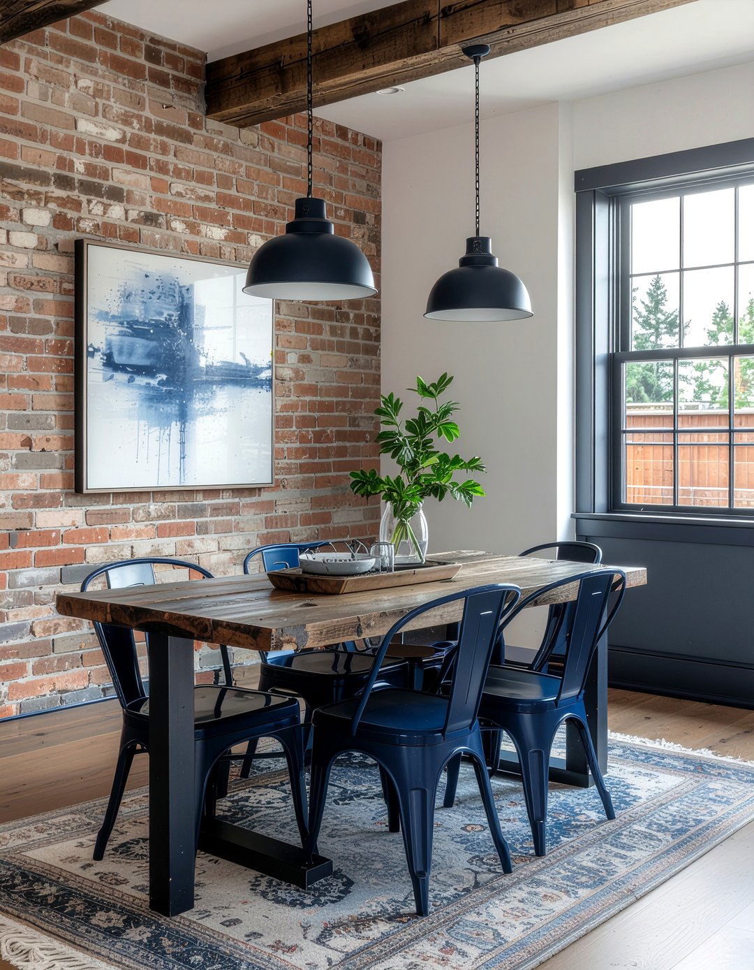 Navy Blue Industrial Style - 30 navy blue dining room ideas