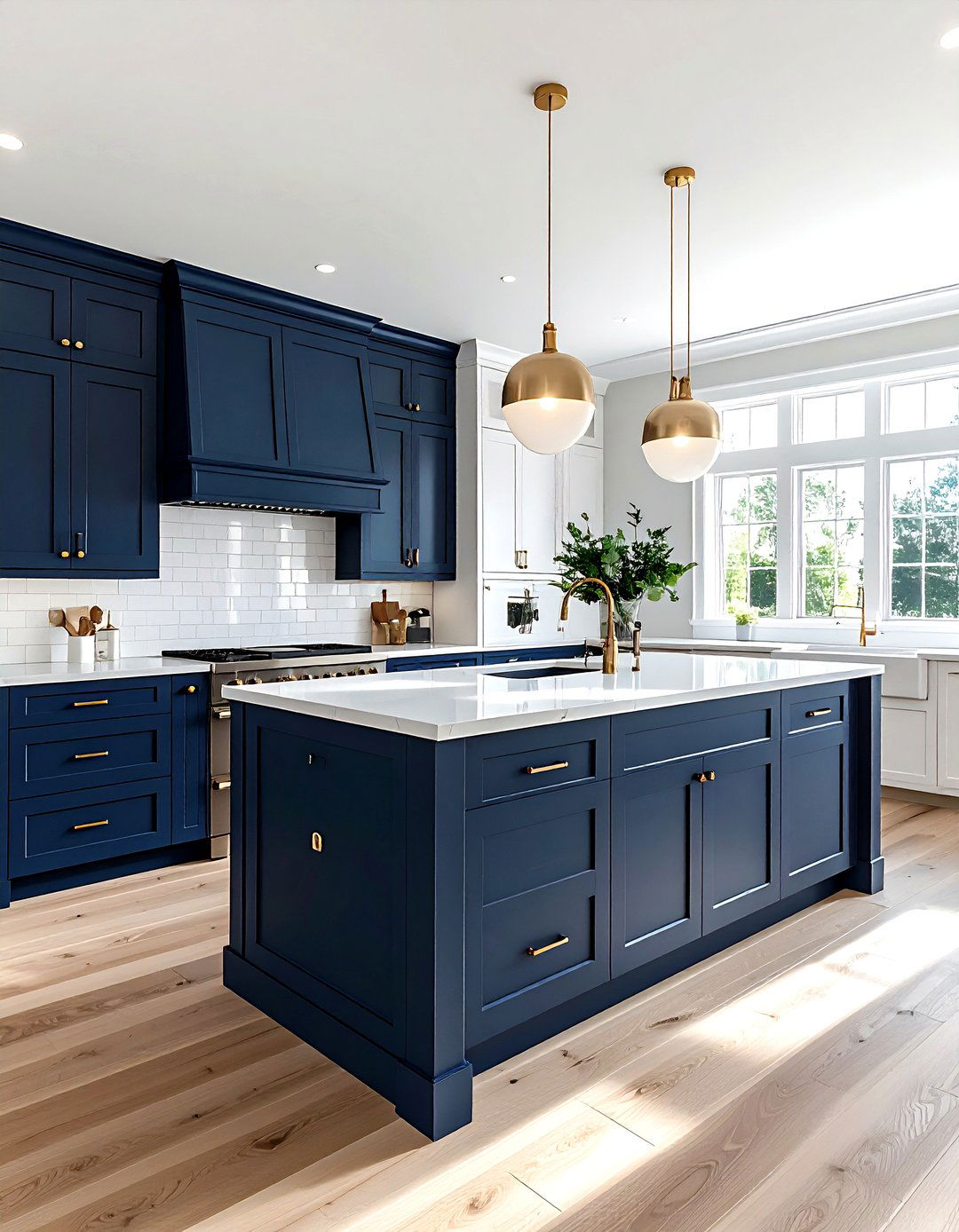Navy Blue Island - 30 California kitchen ideas