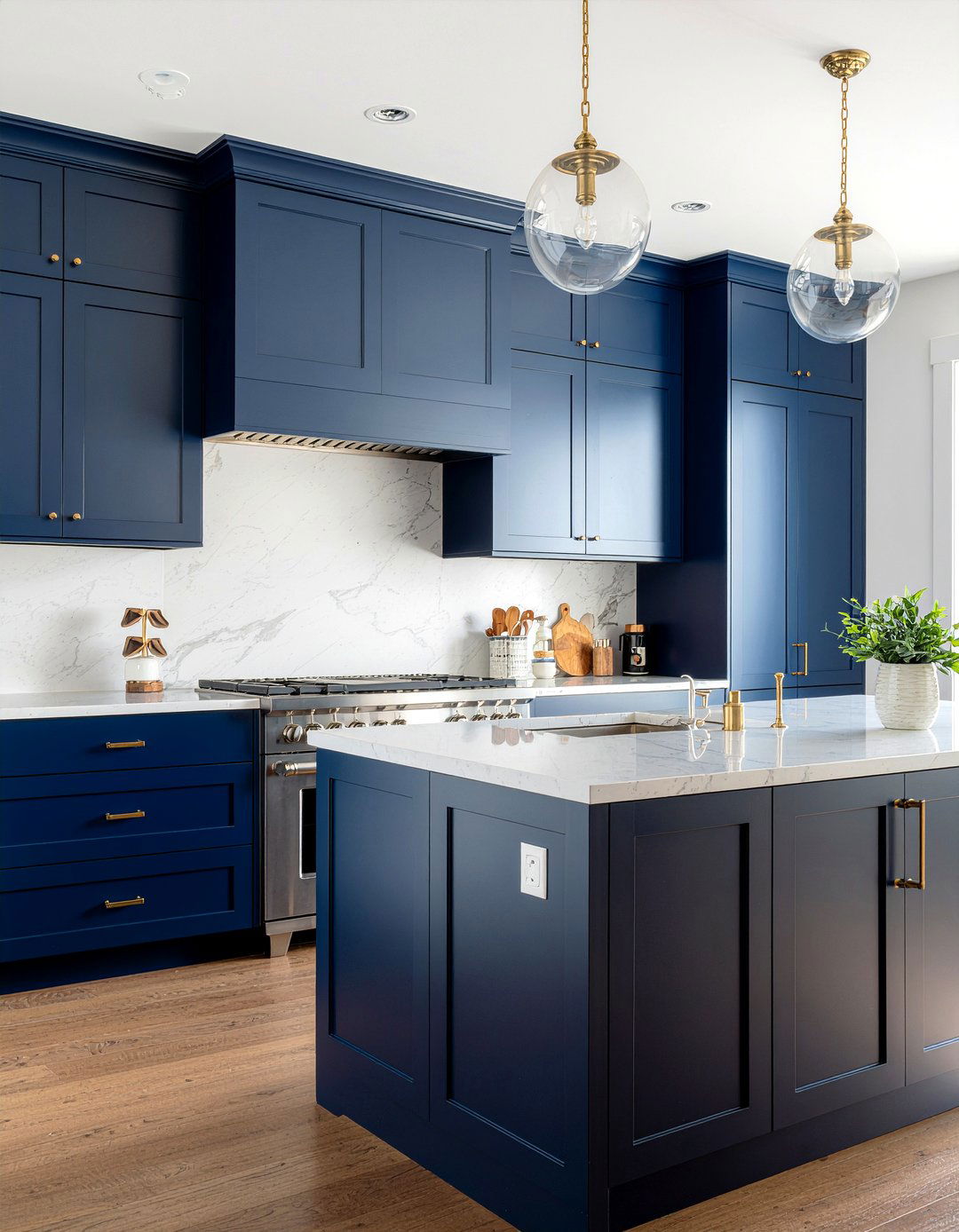 Navy Blue Kitchen Cabinets - 30 panel-ready refrigerator kitchen ideas