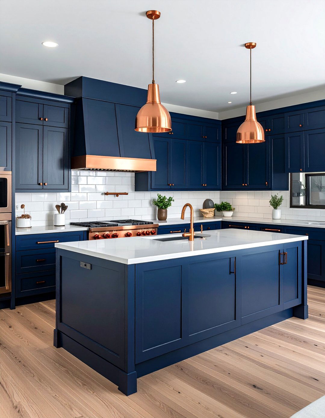 Navy Blue Kitchen Copper Hardware - 30 navy blue kitchen ideas