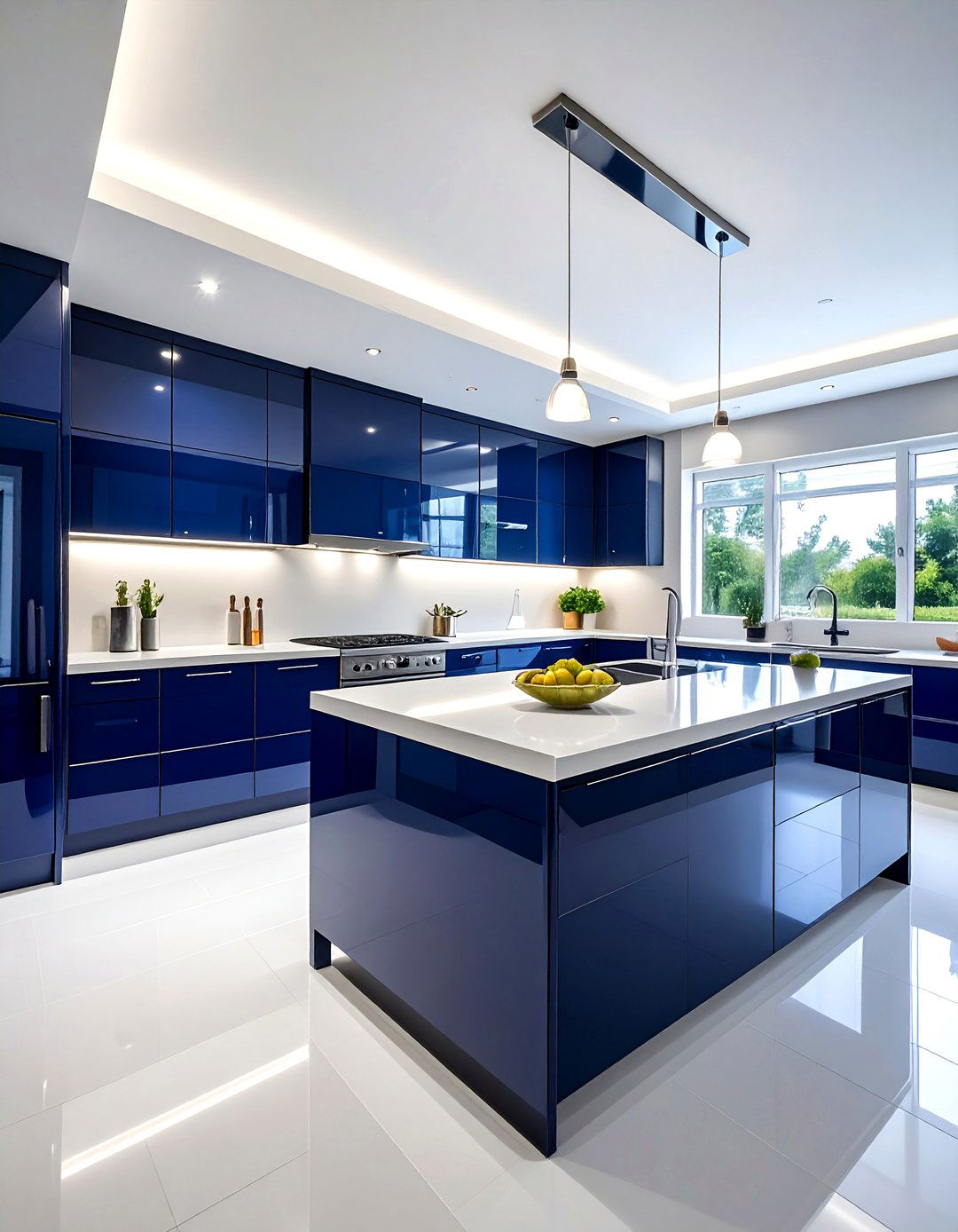 Navy Blue Kitchen High Gloss Finish - 30 navy blue kitchen ideas