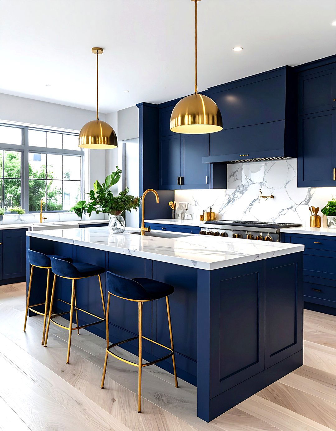 Navy Blue Kitchen Island - 30 finished kitchen ideas