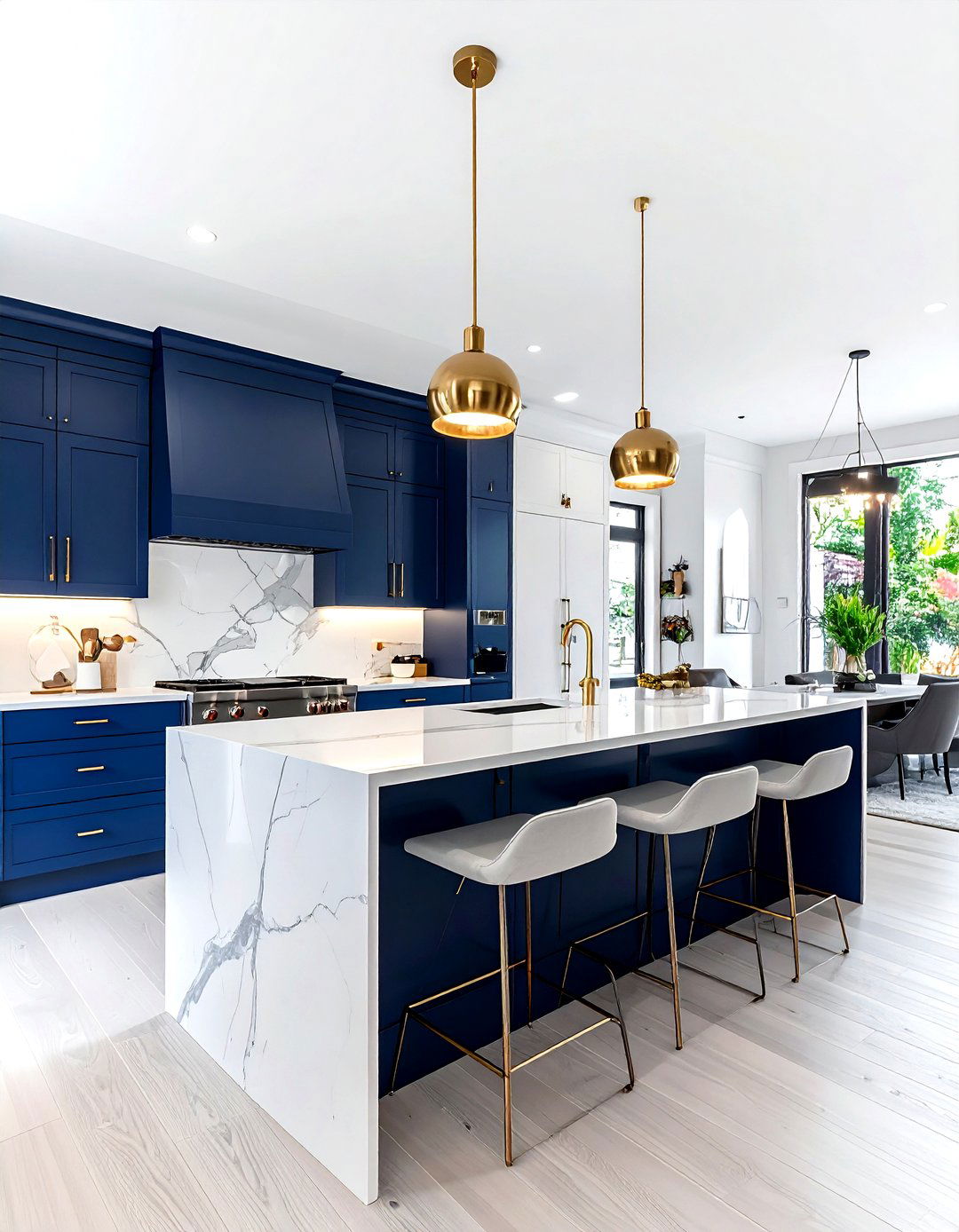 Navy Blue Kitchen Island - 30 lake house kitchen ideas